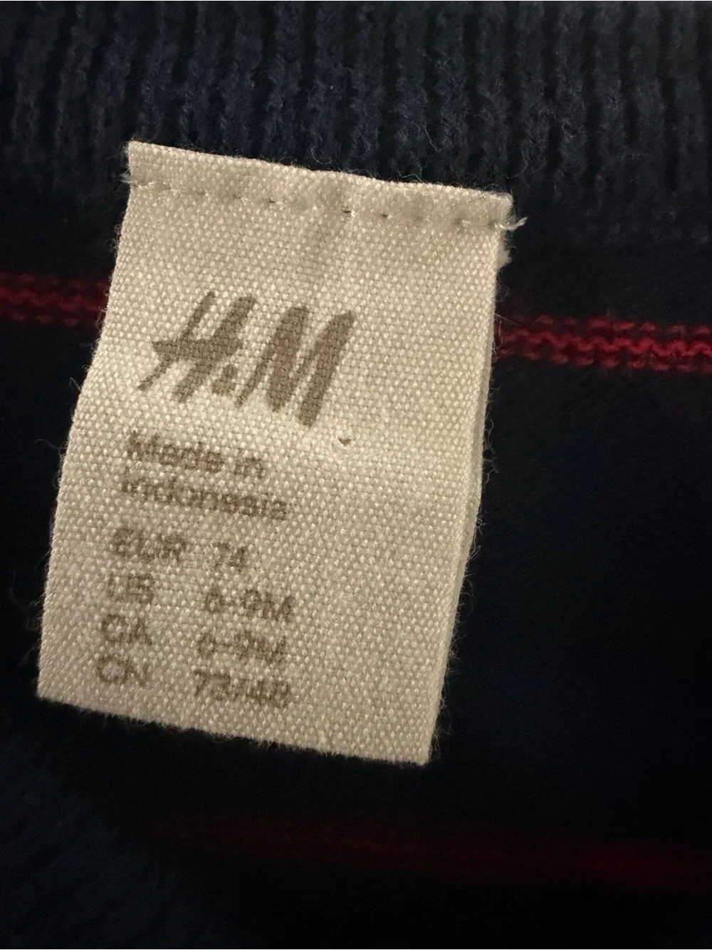 H&M Navy Cardigan with Red Stripe Detail